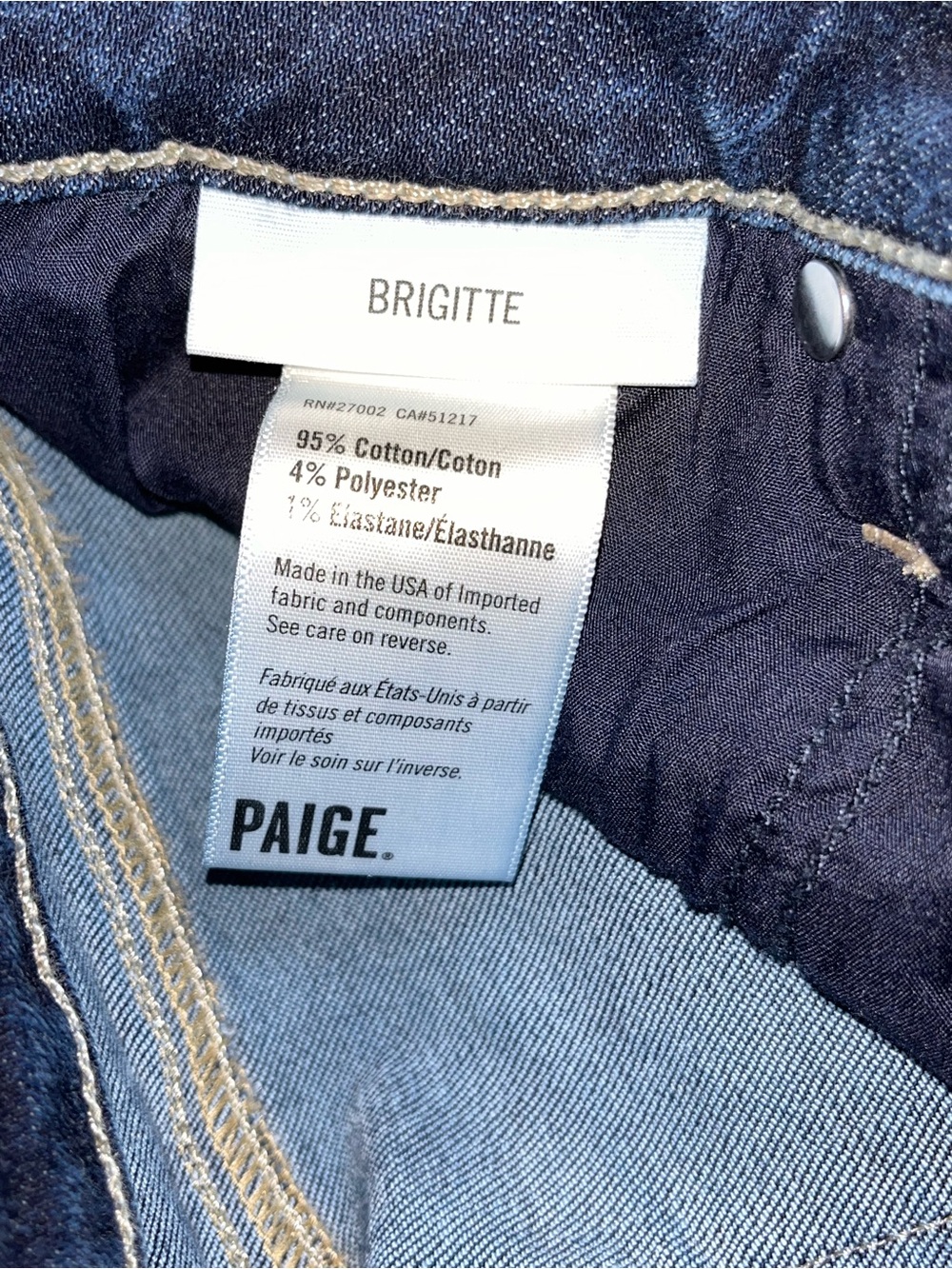 PAIGE Brigitte Slim Straight Jeans Women 26 Dark Wash Distressed Stretch Denim - Picture 6 of 6